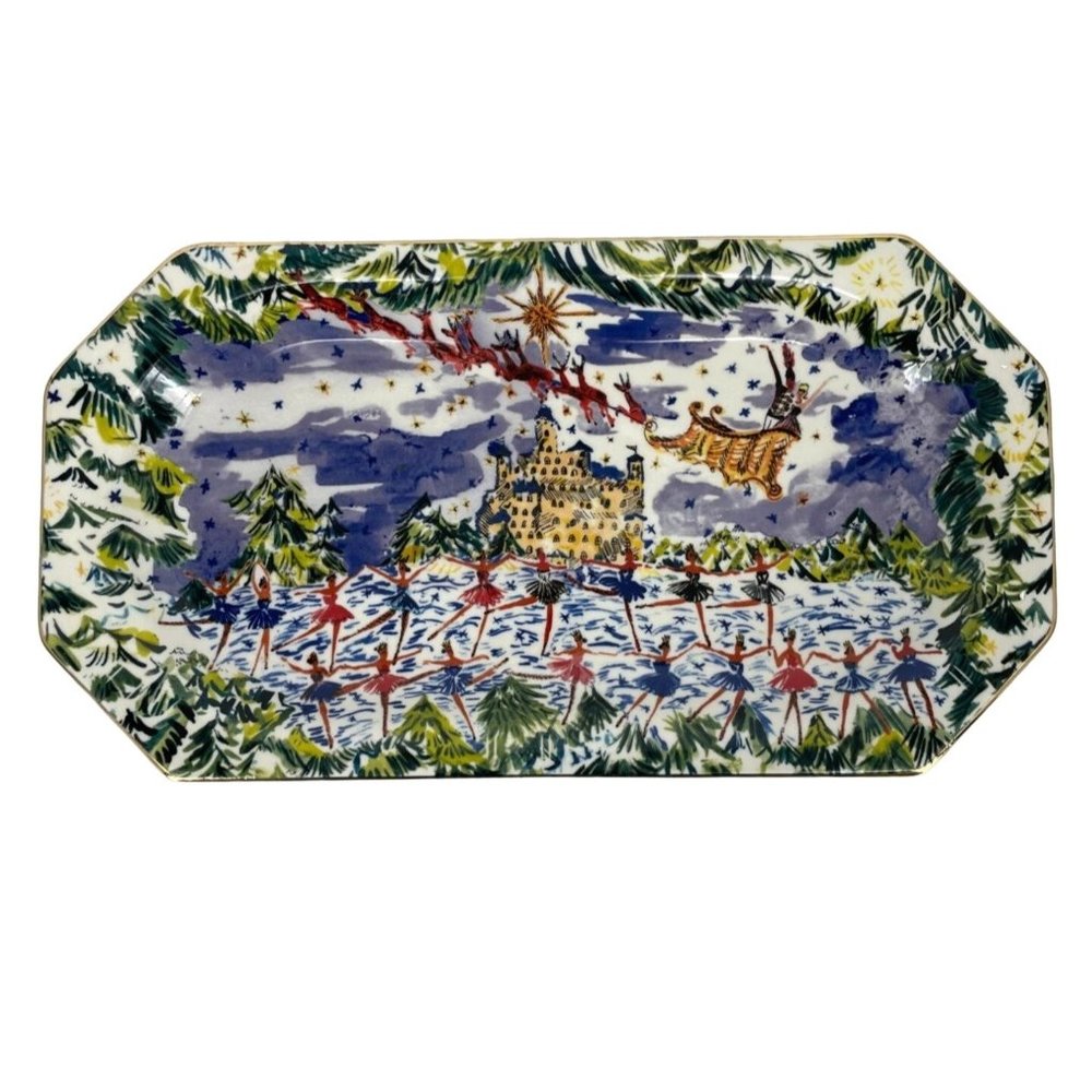 Anthropologie Pauline de Roussy de Sales Platter Navy Nutcracker‎ Christmas 2022